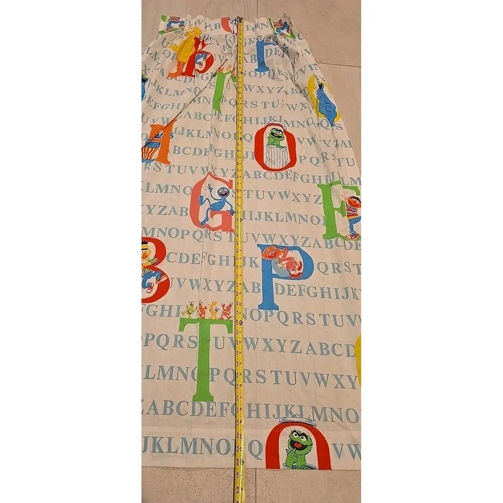 Sesame Street Alphabet Curtains 2 Panels VTG Pinch Pleat Primary Colors Big Bird